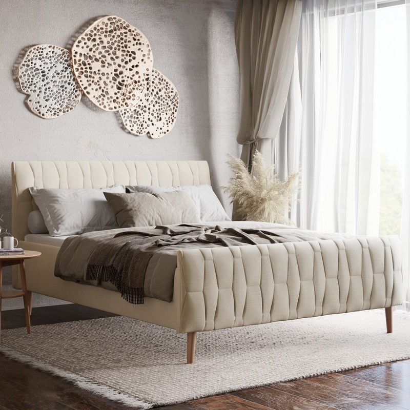 Polsterbett FLORA 160x200 cm ohne Matratze, beige