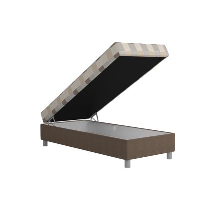 Polsterbett GEORGE 90x200 cm mit Stauraum und inklusive Matratze, braun