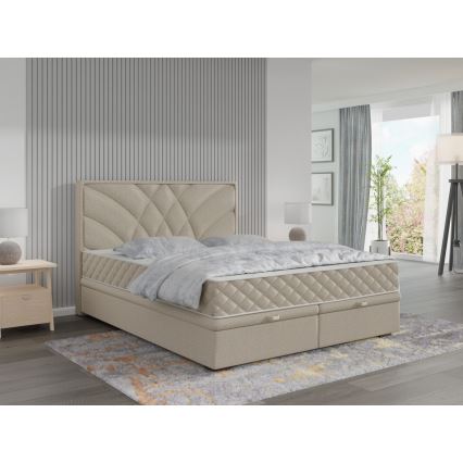 Polsterbett mit Matratzen und Stauraum GINA 180x200 cm Beige