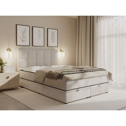 Polsterbett mit Matratzen und Stauraum GRACE 140x200 cm Beige