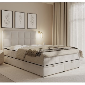Polsterbett GRACE 160x200 cm mit Matratzen und Bettkasten, beige