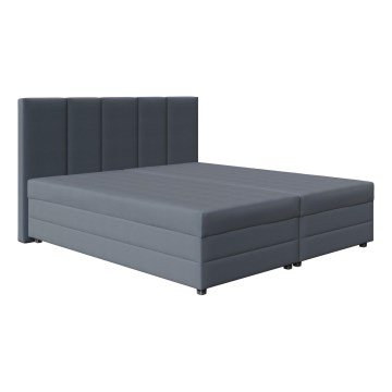 Polsterbett ISABEL 180x200 mit Federkernmatratze und Bettkasten, grau