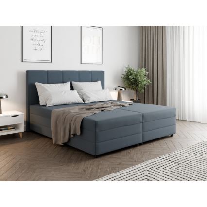 Polsterbett ISABEL 180x200 mit Federkernmatratze und Bettkasten, grau