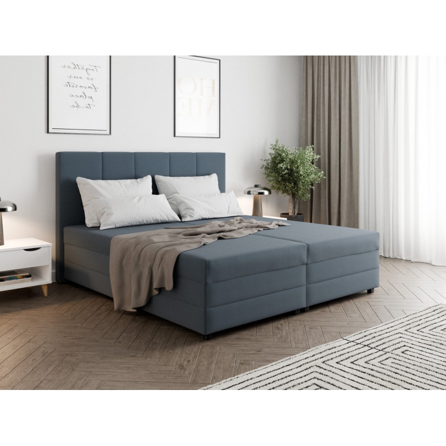 Polsterbett ISABEL 180x200 mit Federkernmatratze und Bettkasten, grau