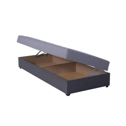 Polsterbett mit Stauraum JACOB XL, Belastbarkeit 130 kg, 90x200 cm, grau