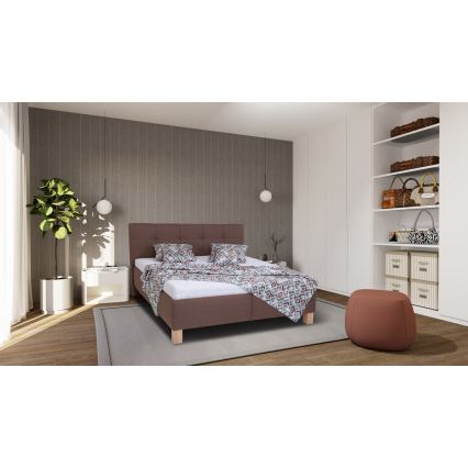 Polsterbett mit Matratze und Stauraum MARIA 160x200 cm Braun