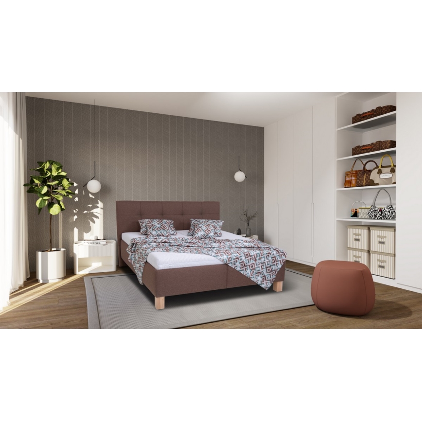 Polsterbett mit Matratze und Stauraum MARIA 160x200 cm Braun