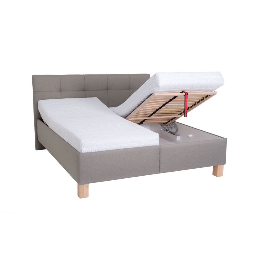 Polsterbett MARIA 180x200 cm mit Matratze und Bettkasten, taupe
