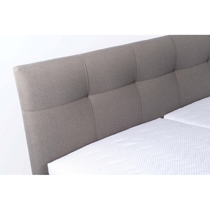Polsterbett MARIA 180x200 cm mit Matratze und Bettkasten, taupe