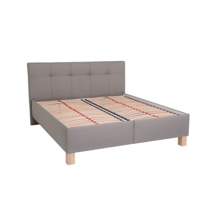 Polsterbett MARIA 180x200 cm mit Matratze und Bettkasten, taupe