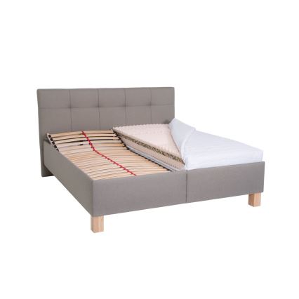 Polsterbett MARIA 180x200 cm mit Matratze und Bettkasten, taupe