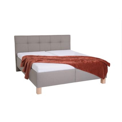 Polsterbett MARIA 180x200 cm mit Matratze und Bettkasten, taupe