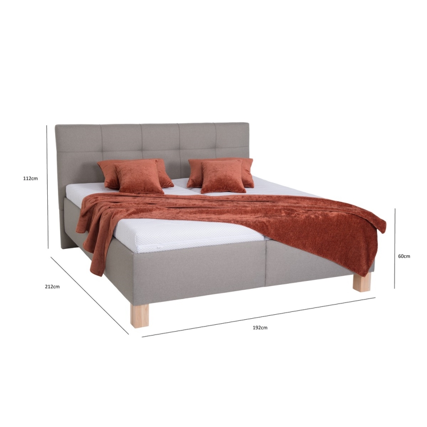 Polsterbett MARIA 180x200 cm mit Matratze und Bettkasten, taupe