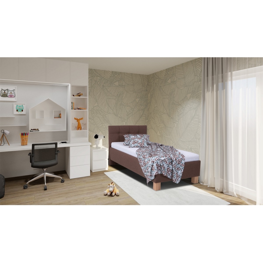 Polsterbett MARIA ONE 90x200 cm – mit Stauraum, ohne Matratze, braun