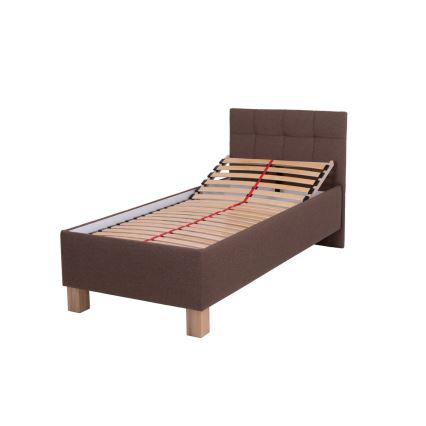 Polsterbett MARIA ONE 90x200 cm – mit Stauraum, ohne Matratze, braun
