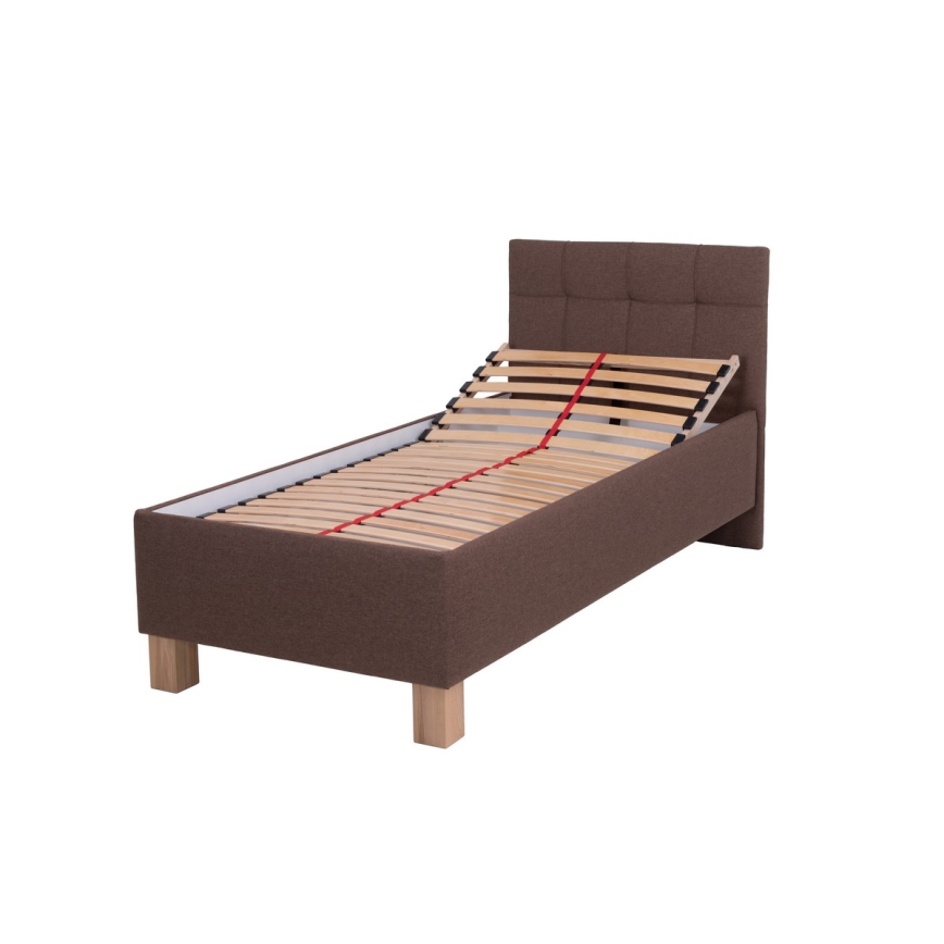 Polsterbett MARIA ONE 90x200 cm – mit Stauraum, ohne Matratze, braun