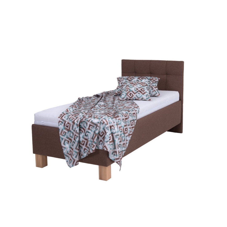 Polsterbett MARIA ONE 90x200 cm – mit Stauraum, ohne Matratze, braun