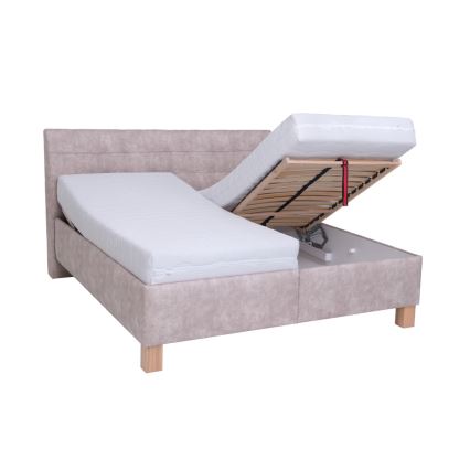 Polsterbett mit integriertem Stauraum, ohne Matratze, VIOLET, 160 x 200 cm, Beige