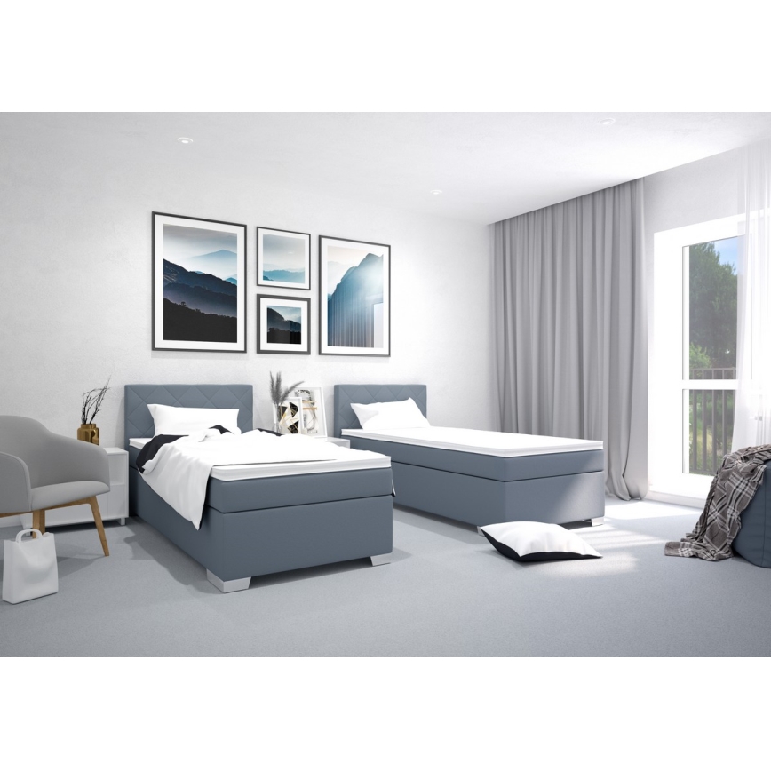 Polsterbett mit Matratze IDA 90x200 cm blau