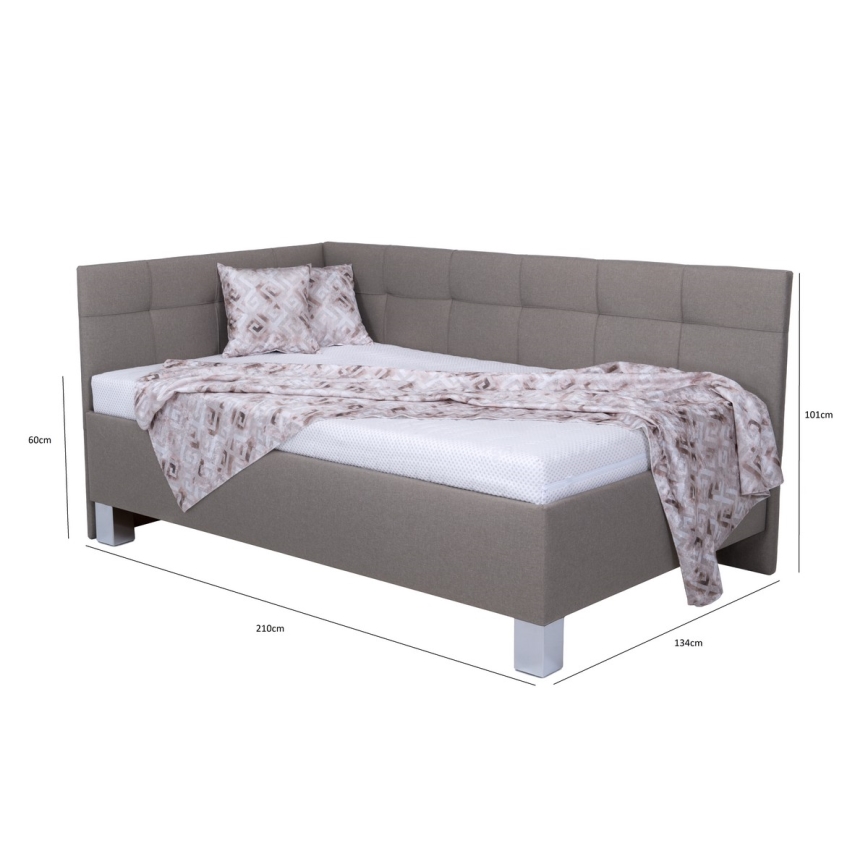 Polsterbett mit Matratze und integriertem Stauraum MARIA PETITE 120x200 cm taupe