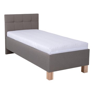 Polsterbett mit Matratze und Stauraum MARIA ONE 90x200 cm Taupe
