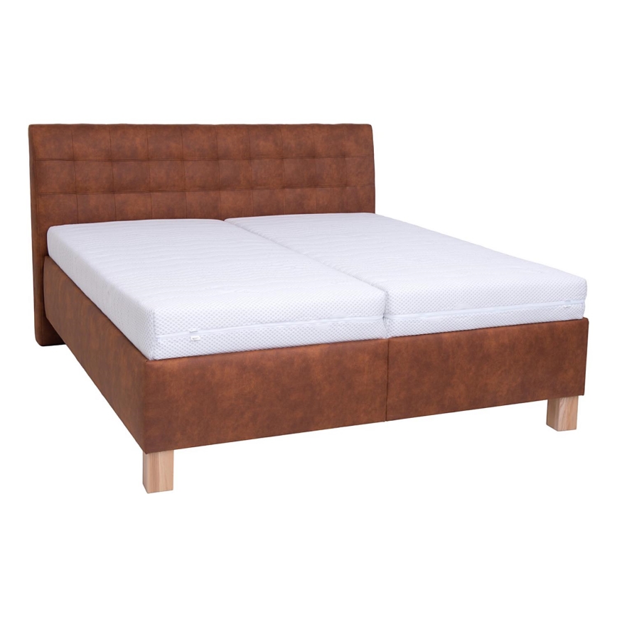 Polsterbett mit Matratze und Stauraum VIOLET 160x200 cm cognac braun