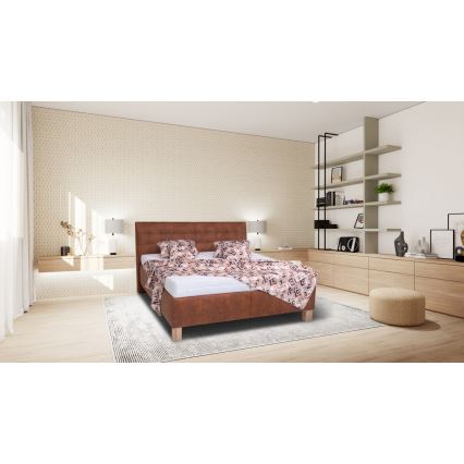 Polsterbett mit Matratze und Stauraum VIOLET 160x200 cm cognac braun