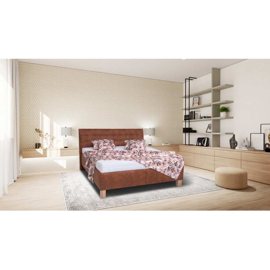 Polsterbett mit Matratze und Stauraum VIOLET 160x200 cm cognac braun