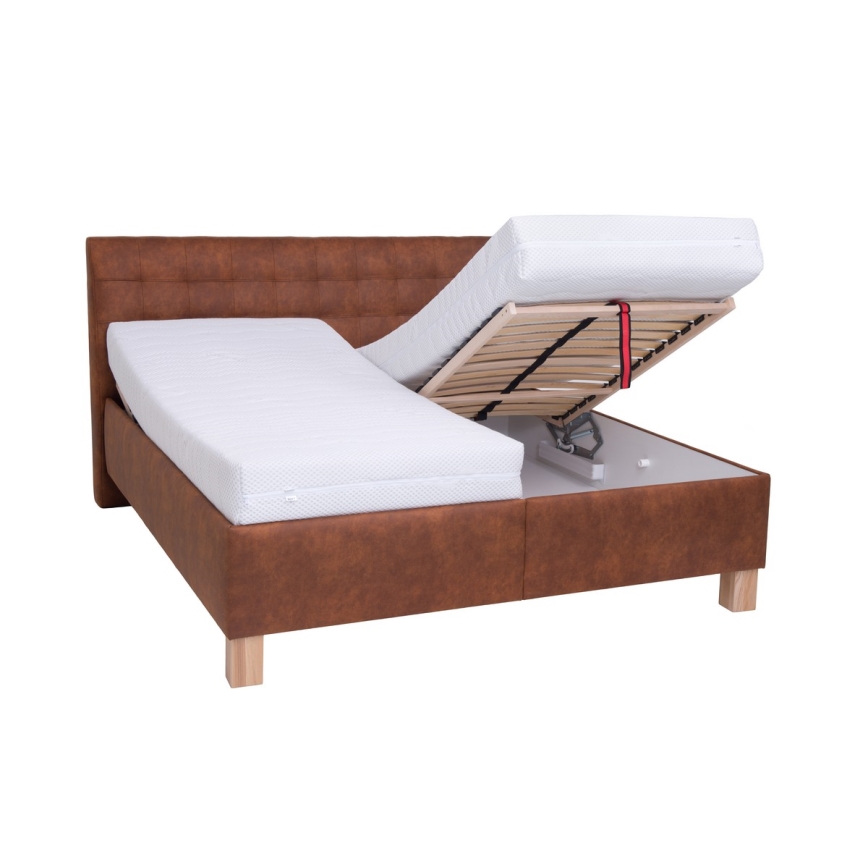 Polsterbett mit Matratze und Stauraum VIOLET 160x200 cm cognac braun