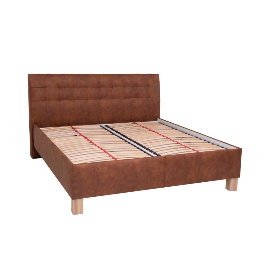 Polsterbett mit Matratze und Stauraum VIOLET 160x200 cm cognac braun