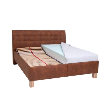 Polsterbett mit Matratze und Stauraum VIOLET 160x200 cm cognac braun