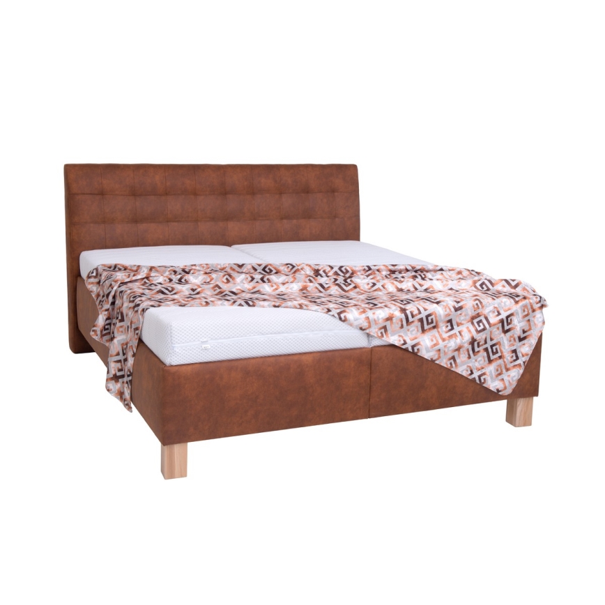 Polsterbett mit Matratze und Stauraum VIOLET 160x200 cm cognac braun