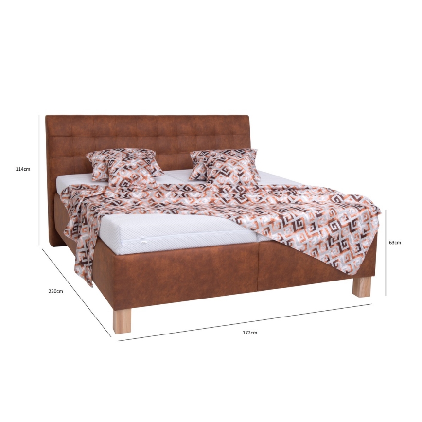 Polsterbett mit Matratze und Stauraum VIOLET 160x200 cm cognac braun