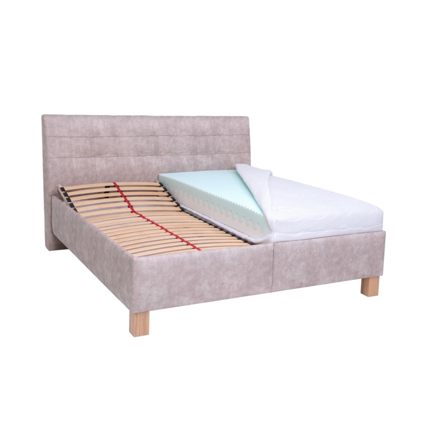 Polsterbett mit Matratze und Stauraum VIOLET 180x200 cm beige