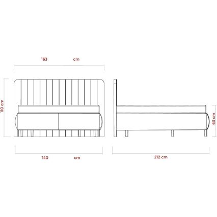 Polsterbett mit Matratzen und Bettkasten ALEXA 140x200 cm beige