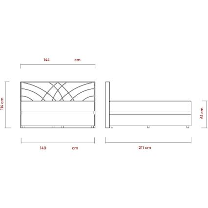 Polsterbett mit Matratzen und Stauraum GINA 140x200 cm beige
