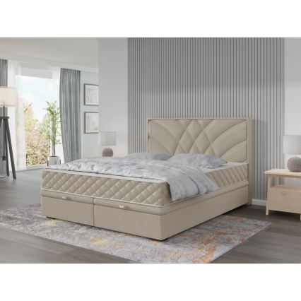 Polsterbett mit Matratzen und Stauraum GINA 180x200 cm beige