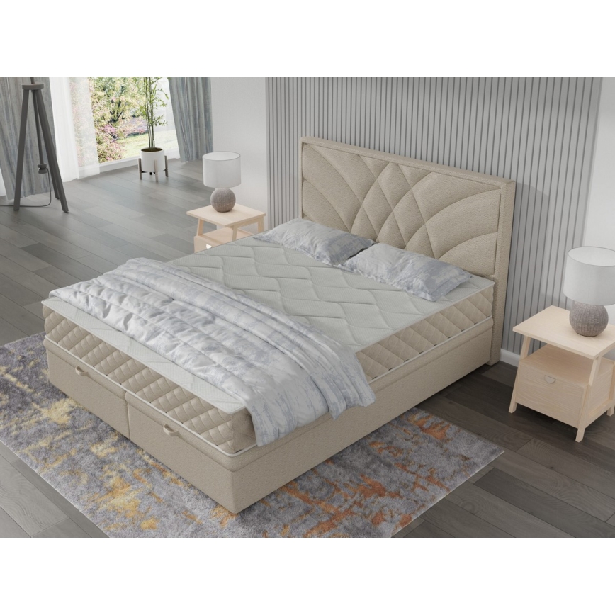 Polsterbett mit Matratzen und Stauraum GINA 180x200 cm beige