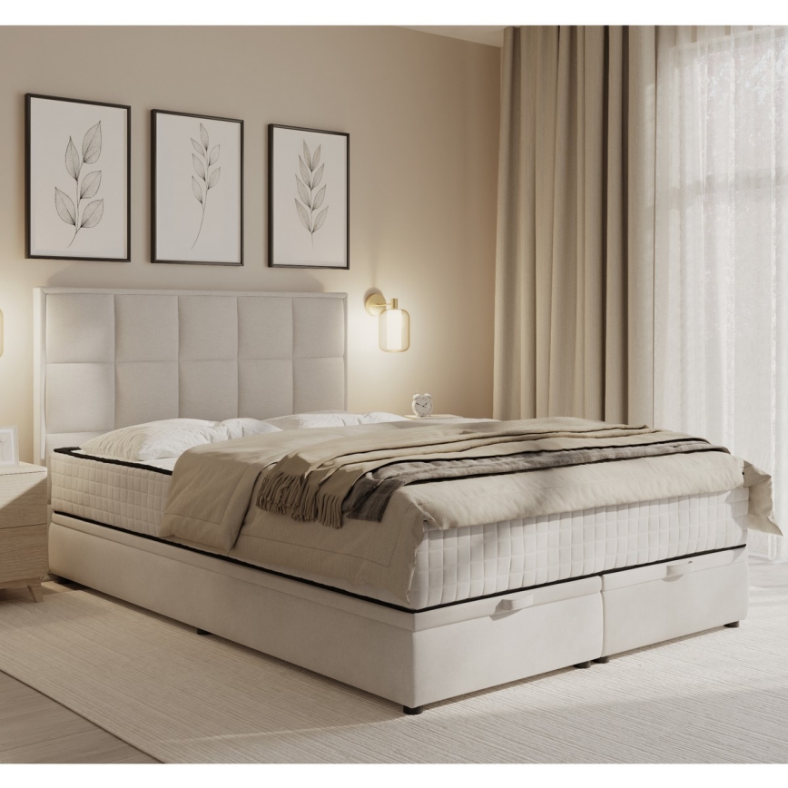 Polsterbett mit Matratzen und Stauraum GRACE 140x200 cm Beige