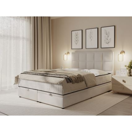 Polsterbett mit Matratzen und Stauraum GRACE 160x200 cm beige