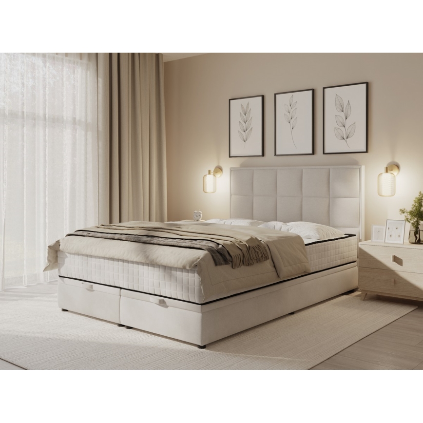 Polsterbett mit Matratzen und Stauraum GRACE 160x200 cm beige
