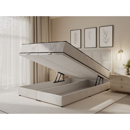 Polsterbett mit Matratzen und Stauraum GRACE 160x200 cm beige