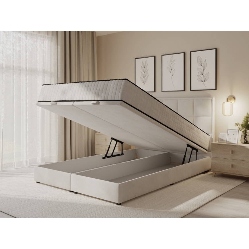 Polsterbett mit Matratzen und Stauraum GRACE 160x200 cm beige