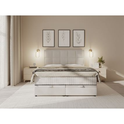Polsterbett mit Matratzen und Stauraum GRACE 160x200 cm beige