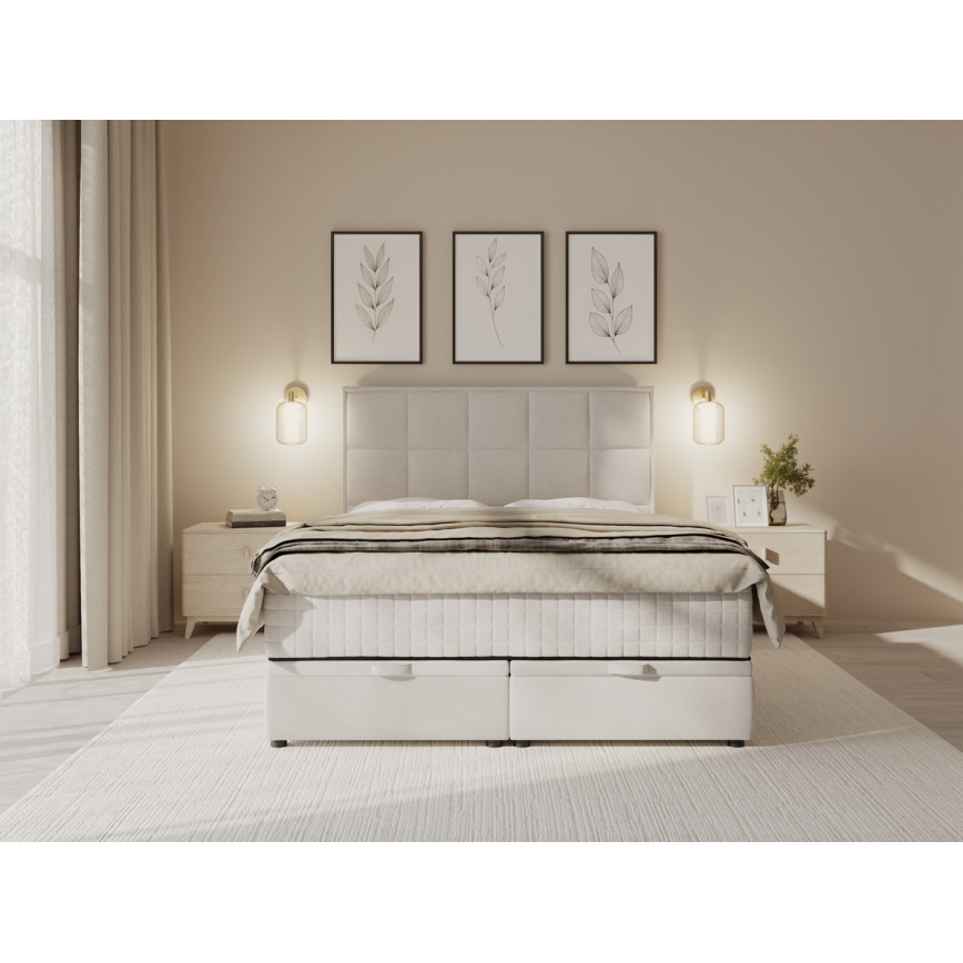 Polsterbett mit Matratzen und Stauraum GRACE 160x200 cm beige
