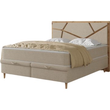 Polsterbett mit Matratzen und Stauraum NAOMI 140x200 cm beige