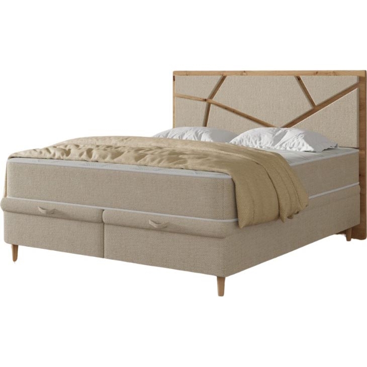 Polsterbett mit Matratzen und Stauraum NAOMI 140x200 cm beige