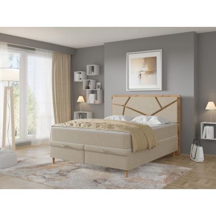 Polsterbett mit Matratzen und Stauraum NAOMI 140x200 cm beige