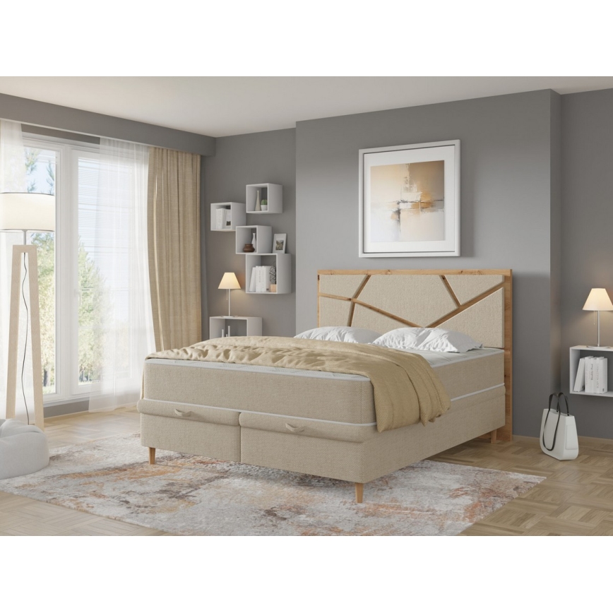 Polsterbett mit Matratzen und Stauraum NAOMI 140x200 cm beige