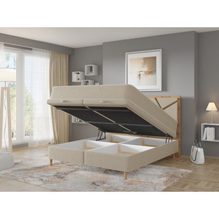 Polsterbett mit Matratzen und Stauraum NAOMI 140x200 cm beige